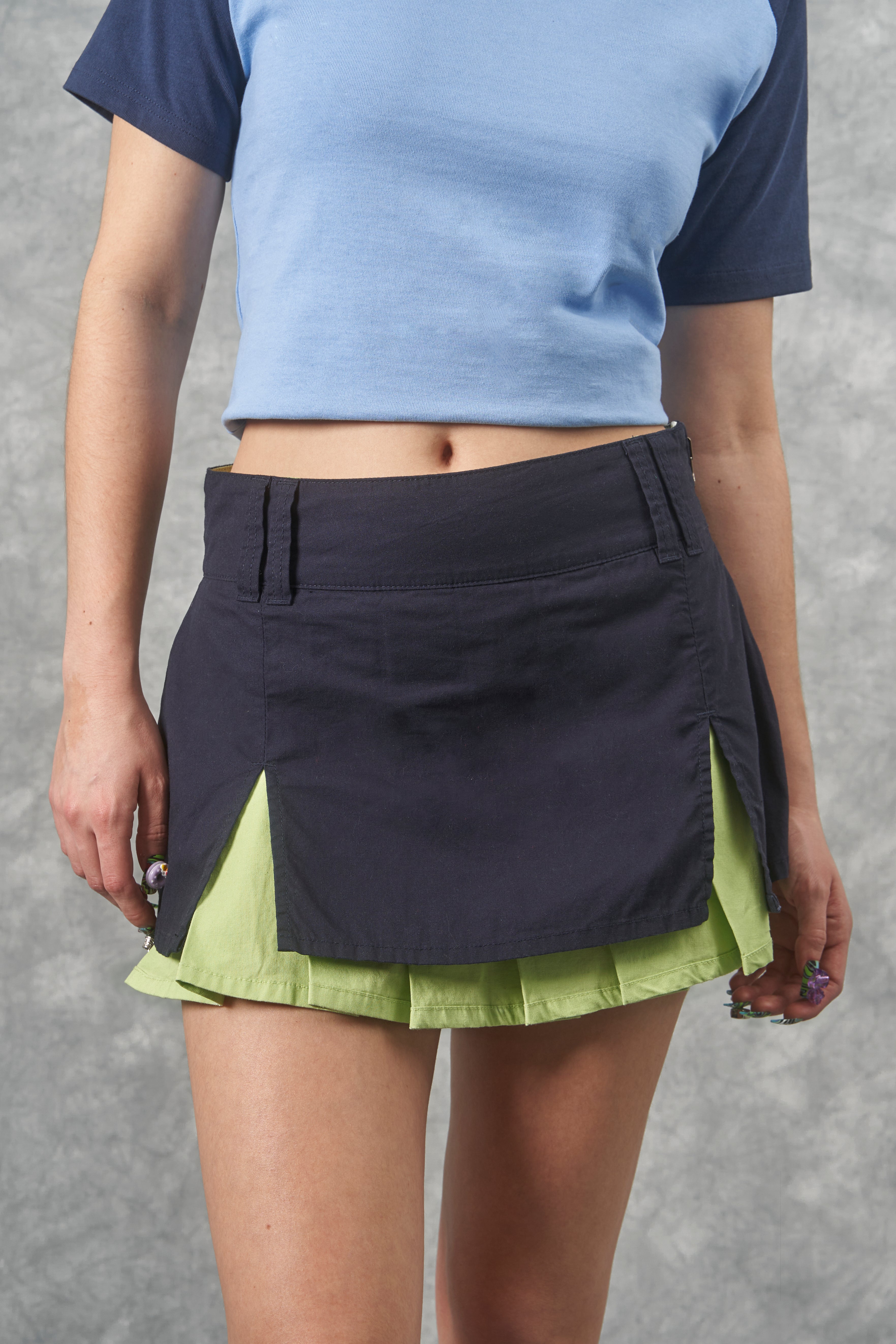 Reversible Pleated Mini Skirt