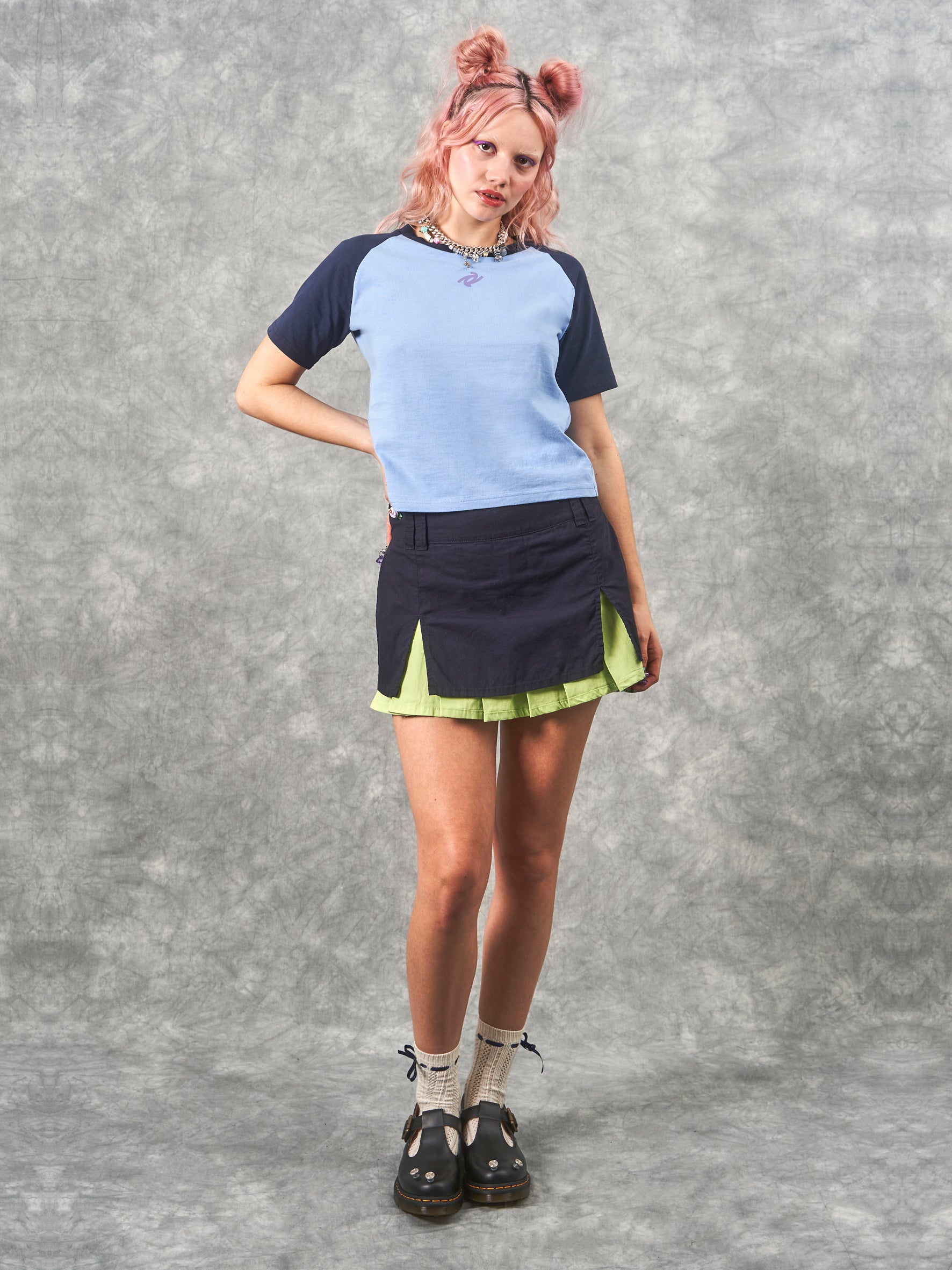 Reversible Pleated Mini Skirt
